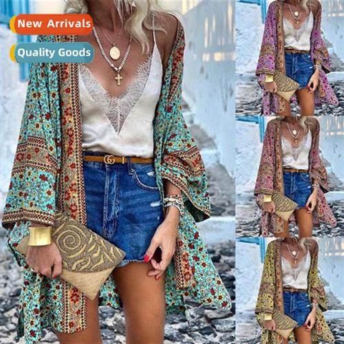 Womens 2021 early fall new thin secti loose bohemian lg-slee