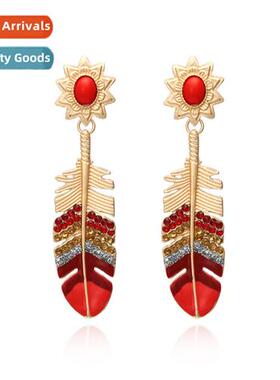 New creative alloy oil drip diamd fear earrings big metal ea
