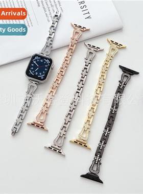 适用Apple Feder Buckle Cross Diamond Chain Metal Watch Band
