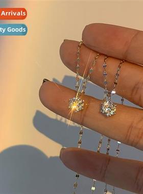 2021 n fashi simple small fresh six claws single diamd neckl