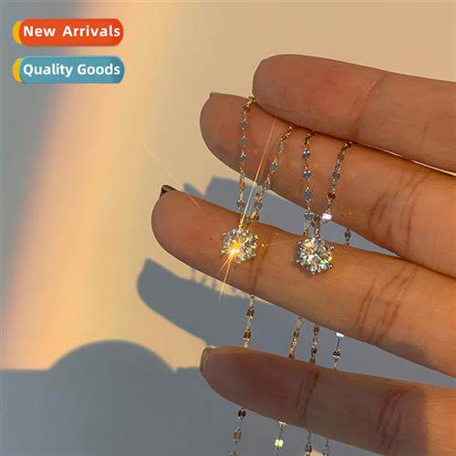 2021 n fashi simple small fresh six claws single diamd neckl