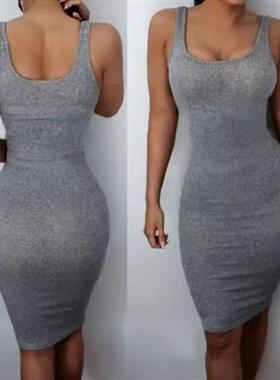2023 womens sexy sleeveless tight dress backless short skirt