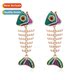 spatula inlaid pearl exaggerated hollow fish earrin alloy
