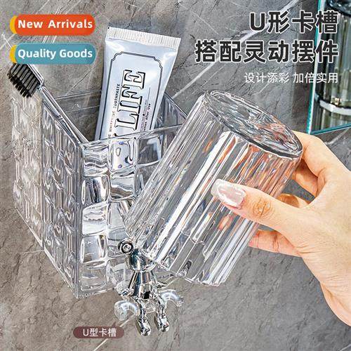 Toothbrush shelf wall-mounted couples mouthwash cups dental