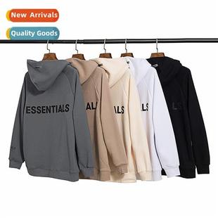 Back Letter Repeat Padded Zipper ESSENTIALS Line Hoodie FOG