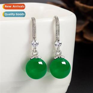 green agate female style natura earrings new diamd Ethnic