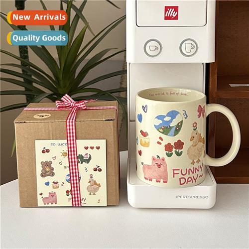 cute cream cup graffi bear mug ceramic cup home water cup gi