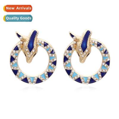 Fashi temperament earrings diamd-set persalized snake earrin