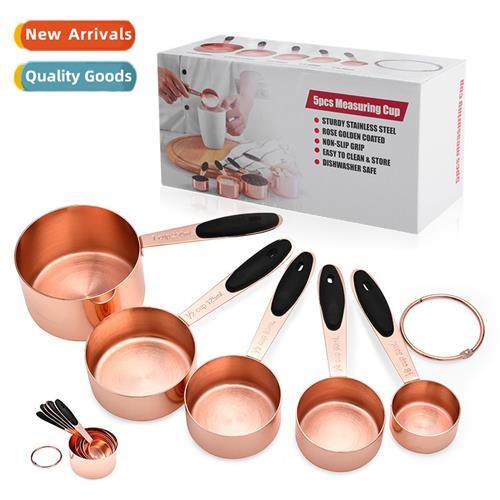 Copper plated rose gold stainless steel measuring cups wh sc