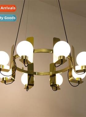 2023 new living room chelier milky whe glass ball hall maste