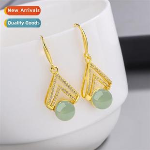 Hetian jade green high zirc imati female Offshore earrings