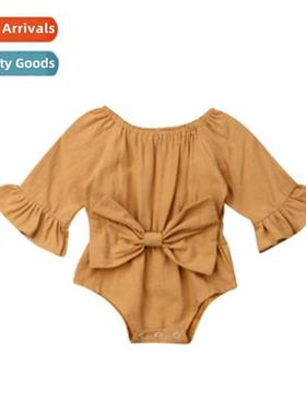 2022 Baby Girl Infant Lg Sleeve Dress Bodysu Bowknot Crawlin