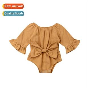 2022 Baby Girl Infant Lg Sleeve Dress Bodysu Bowknot Crawlin
