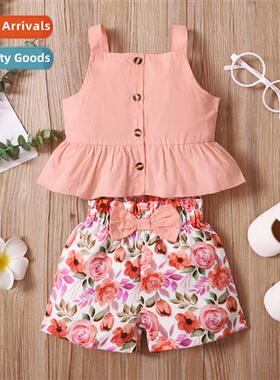 Girls childrens spring  autumn  2022 new n sleeveless solid