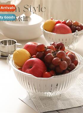 Double washbasin draining basket kchen washing frus  vegetab