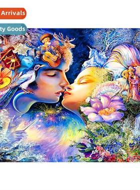 New couple kissing abstract lscape diamd painting modern liv