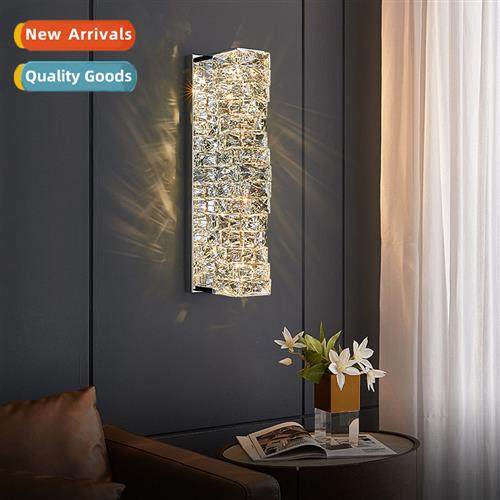 Post-modern light luxury crystal wall lamp living room backg