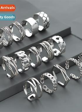 Silver-plated ring male tide persalized ins n opening single