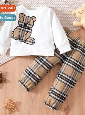 Girls Spring  Autumn 2023 new n bear print lg-sleeved top +