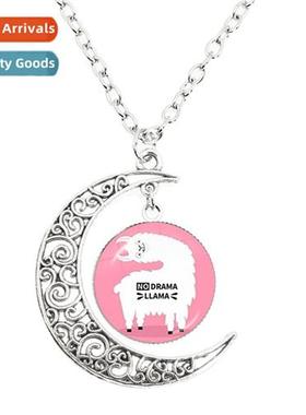 New carto cute alpaca dome glass pendant mo necklace handmad