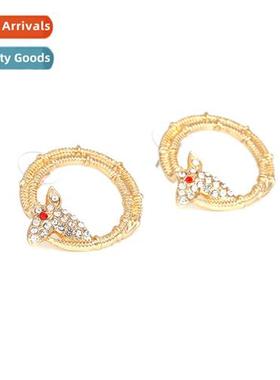 Exaggerated creative gold-plated  diamd antelope earrings pe