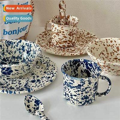 Korean ins style enamel splash cup bowl cereal fru salad bow