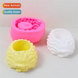 New creative hedgehog flower pot silice mould DIY making cla