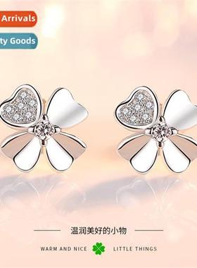 n new mini four-leaf clover earrings inlaid diamd four-leaf