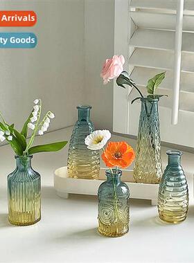 New ins style retro lerary transparent glass vase flower arr