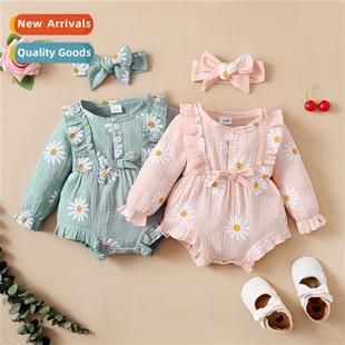 printed spring flowers sleeved new 2022 fall baby ins