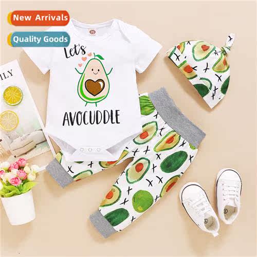 Girls summer 2021 new n short-sleeved avocado print top + pe