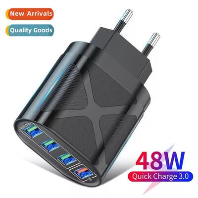 48W Illuminated QC3.0 4USB Fast Charger Mobile Phe Charger U