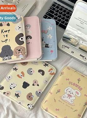 Cute repair dog pu lear folding mirror ins style carto deskt