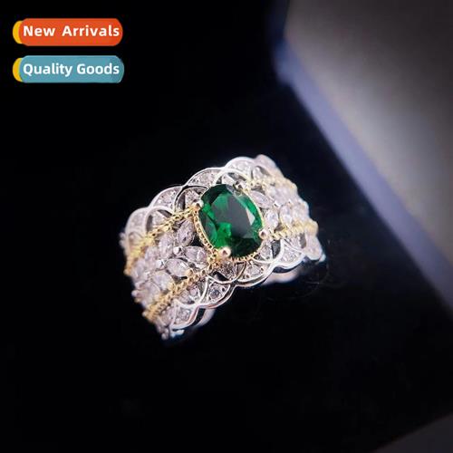 Vintage court openwork  diamds floral finger ring two-te hig