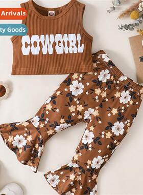 Girls spring  fall 2023 new n sleeveless letter print top +