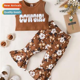 sleeveless fall top print letter new 2023 spring Girls