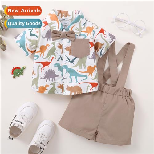 Boys spring  fall  2022 new n dinosaur print short-sleeved t