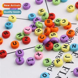 Round Flat Alphabet Beads Acrylic DIY Kids Beading Hair Rope