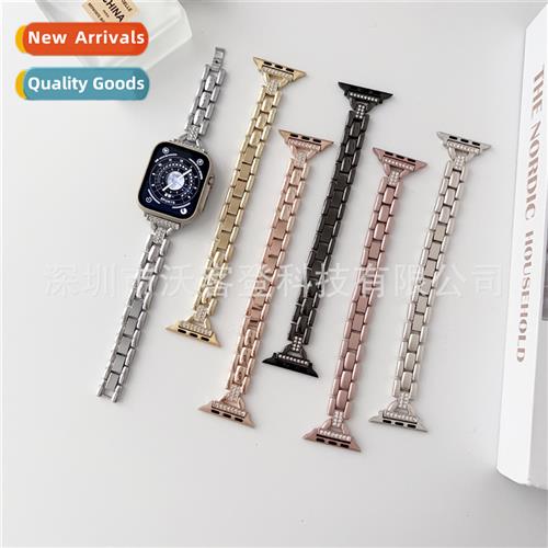 适用Apple Slim D Buckle Diamond Encrusted Metal Watch Band a