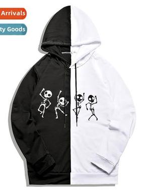 Diablo punk style print splicing lg-sleeved thin secti loose