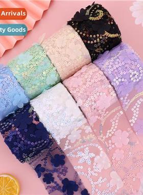 7.5cm*10 yards Sequins petal embroidery American mesh DIY  a