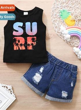 Boys spring  fall  2021 new n letters printed sleeveless top