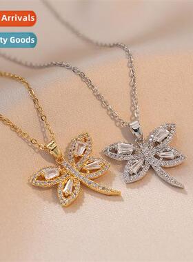 Necklace female fashi light luxury zircia dragfly jewelry ni