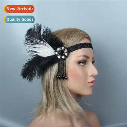 1920s Gatsby Masquerade Black Fear Headdress Women Halloween