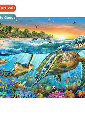 New sea turtles in  ocean diamd painting modern living room