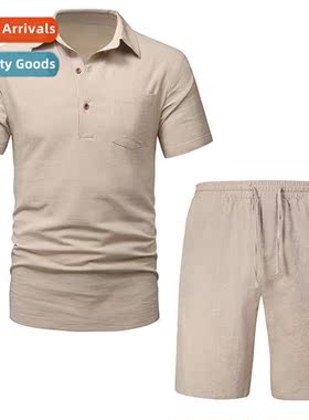 Mens Cott Linen Lapel Single Pocket Beach Su TC15