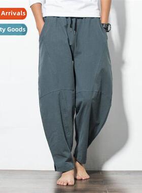 Spring and summer new Chinese style mens large size cott lin