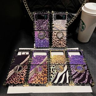 Pearl Phone Case Square Flip4 Print 适用Samsung Leopard