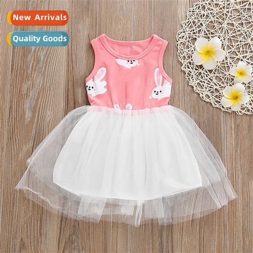 Kids Girls Rabb Print Dress Summer 2019 New Girls Cott Princ