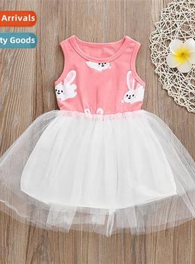 Kids Girls Rabb Print Dress Summer 2019 New Girls Cott Princ